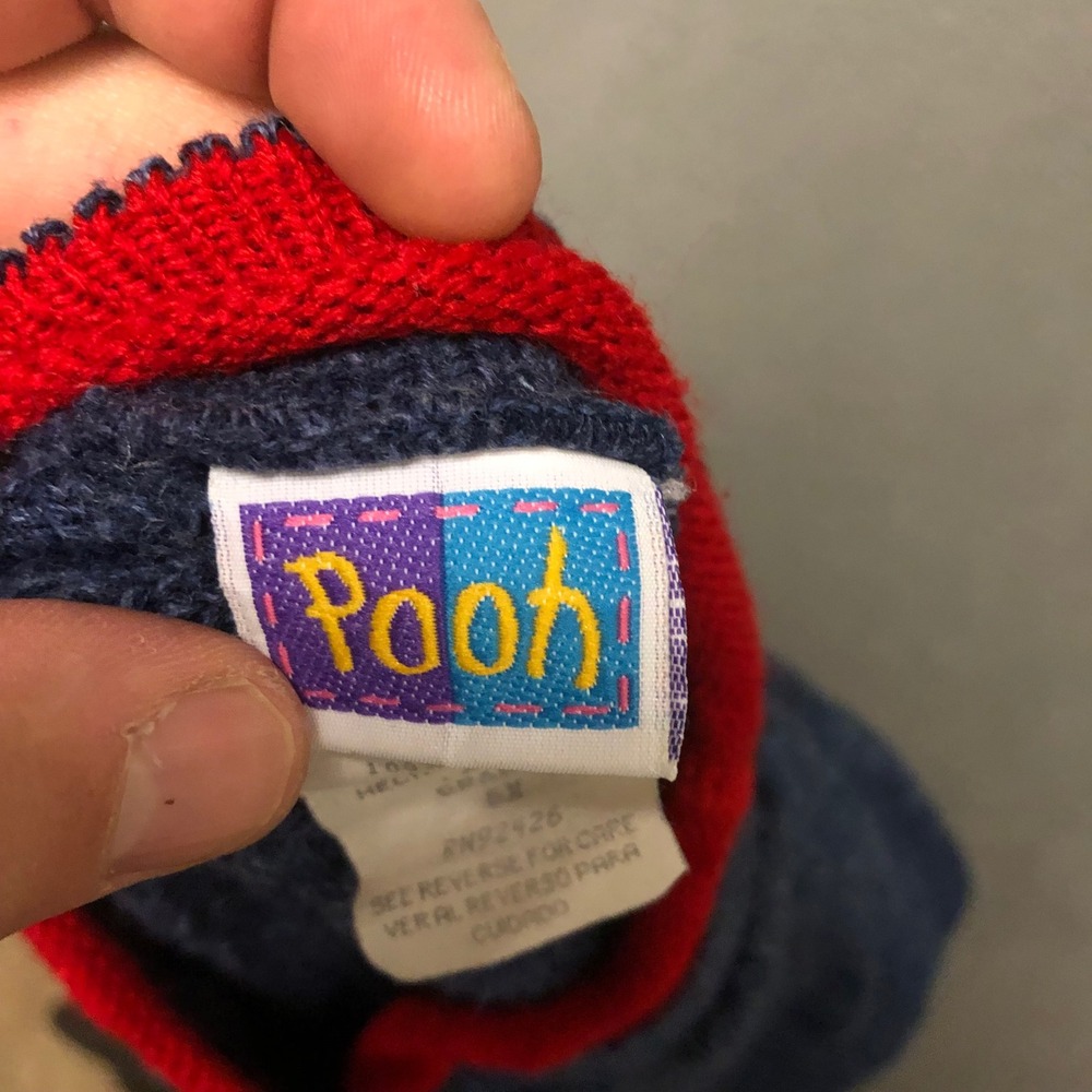 Vintage Winnie the Pooh Disney Knit Sweater Blue Kids Large 6X M.B. Kids Clothes - Picture 5 of 7